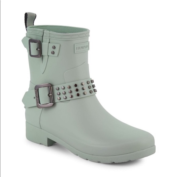 Hunter Shoes - Hunter Refined Stud Biker in Sea Spray Light Green